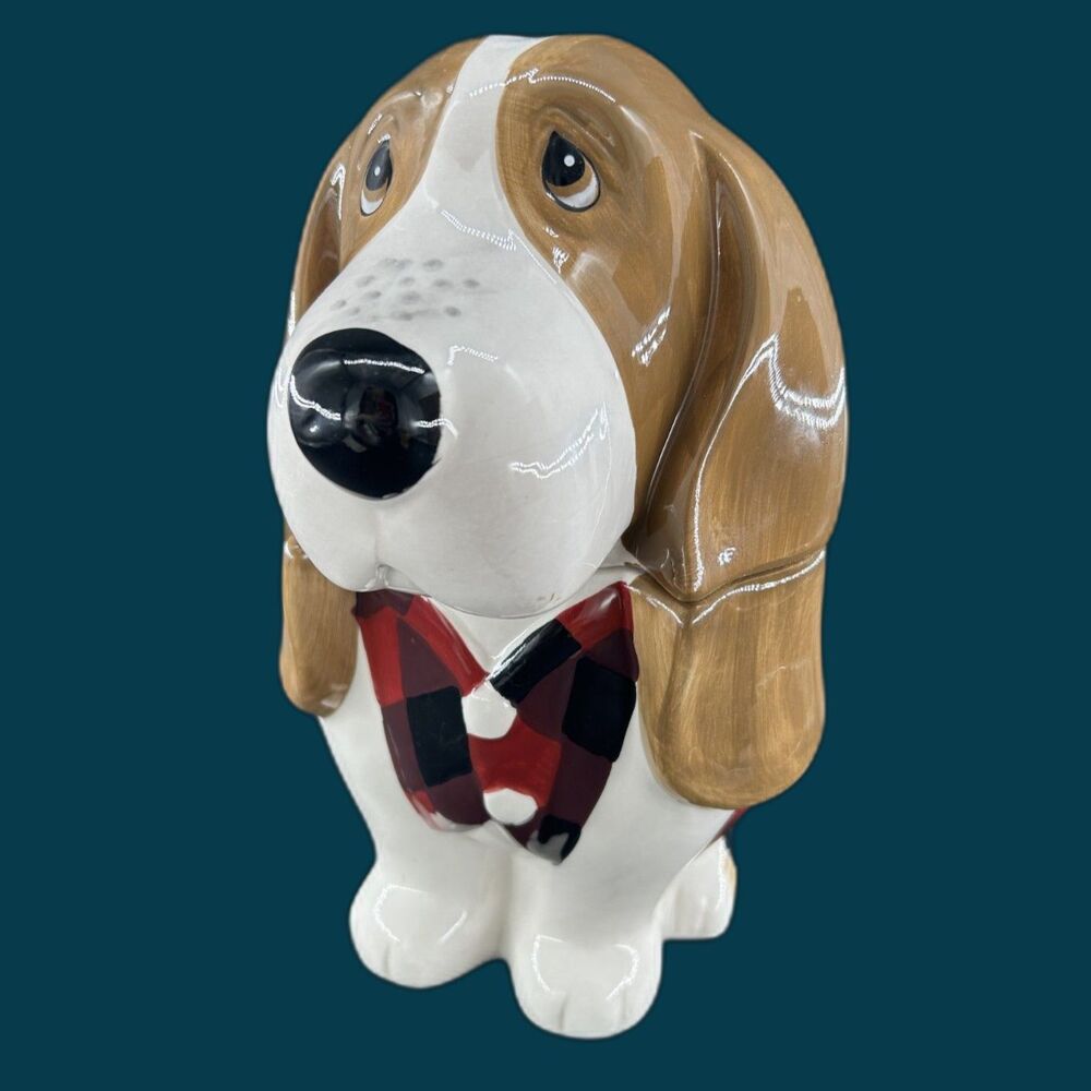 VTG Pioneer Woman "Charlie" Basset Hound, Cookie Jar, Lidded, 11.5"H x 8"L x 7"W